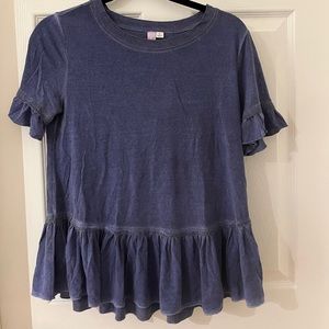 Alya women’s blue blouse with fringe. Size S.